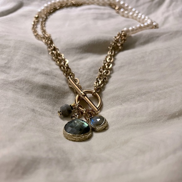 Layered mixed pearls and gold Labradorite Toggle Necklace 3 / $45 - Picture 8 of 8